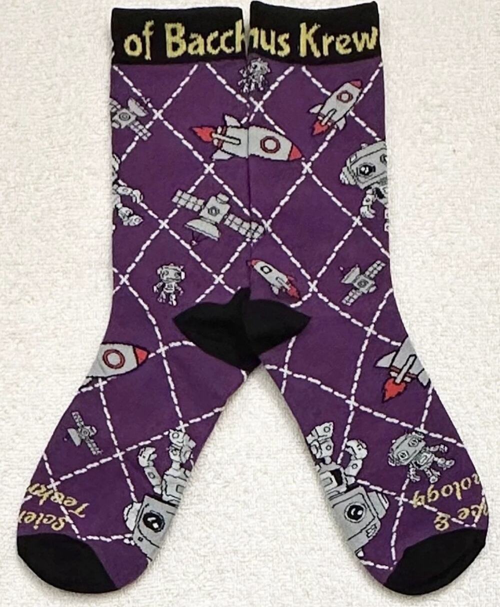 Bacchus 2026 Socks Science & Tech New Orleans Mardi Gras Krewe Favor Throw